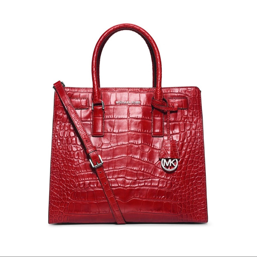 MK DILLON LARGE CROC EMBOSSED NORTH SOUTH TOTE